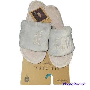 RAE DUNN Be Kind Slide Slippers, M (7/8),Grey, NWT